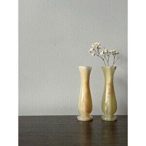 Vintage Marbled Onyx Stone Bud Vase